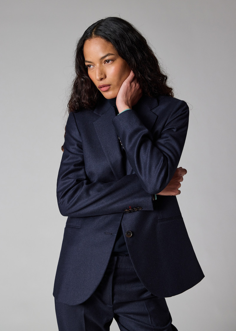 Women's Navy Wool-Cashmere Flannel Blazer 7