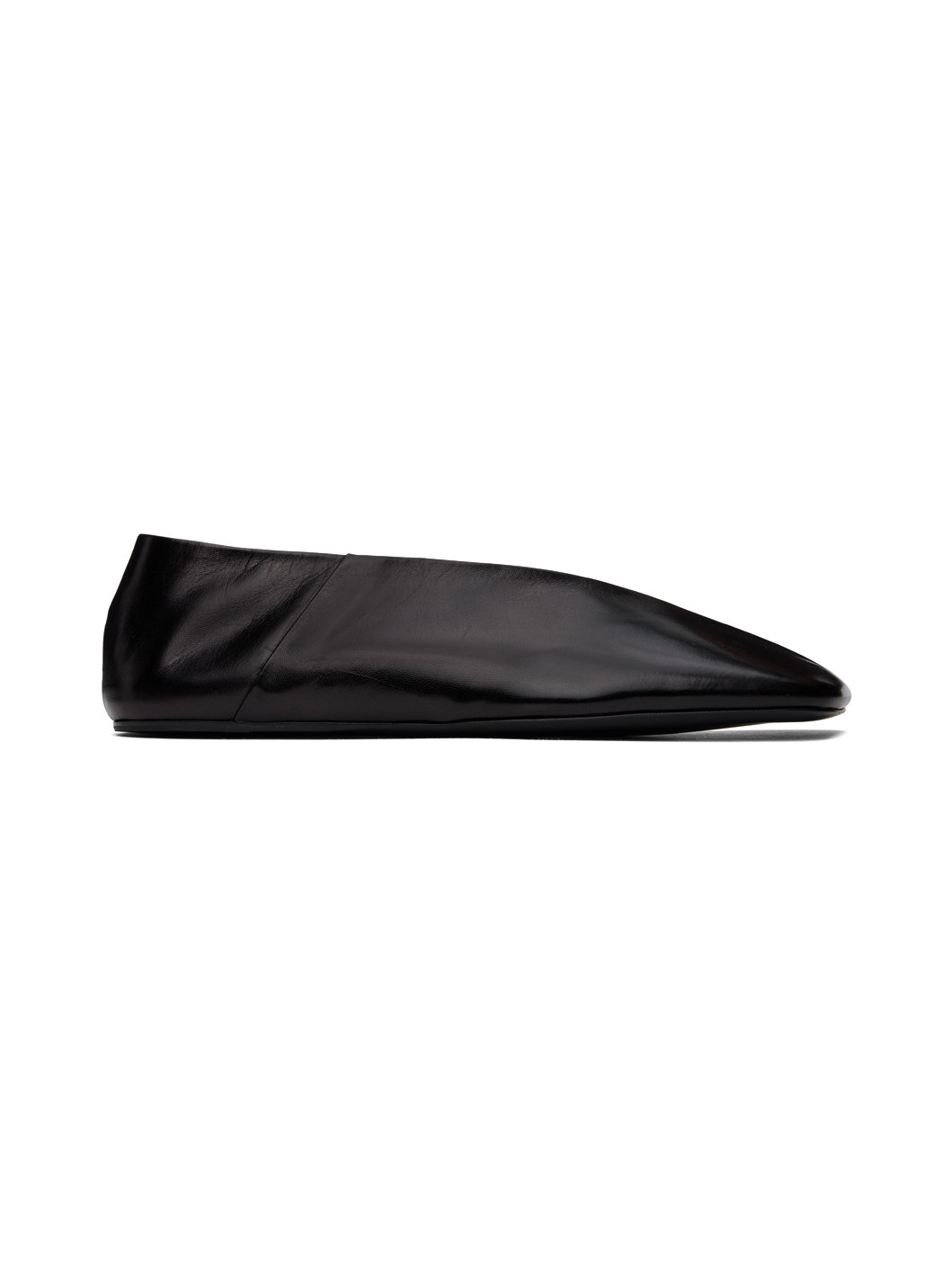Black Leather Ballerina Flats - 1