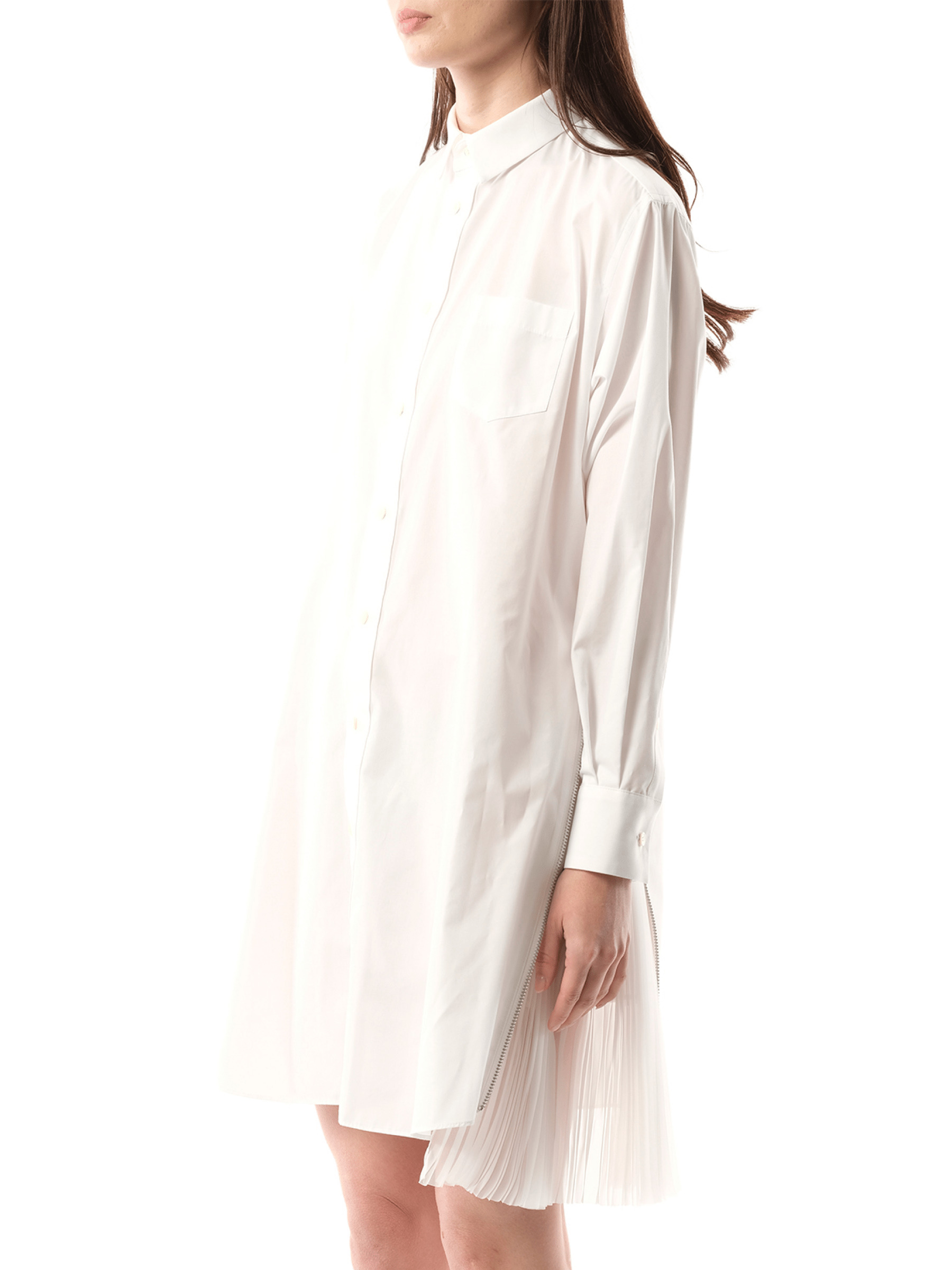 Cotton Poplin Dress in Off White - 5