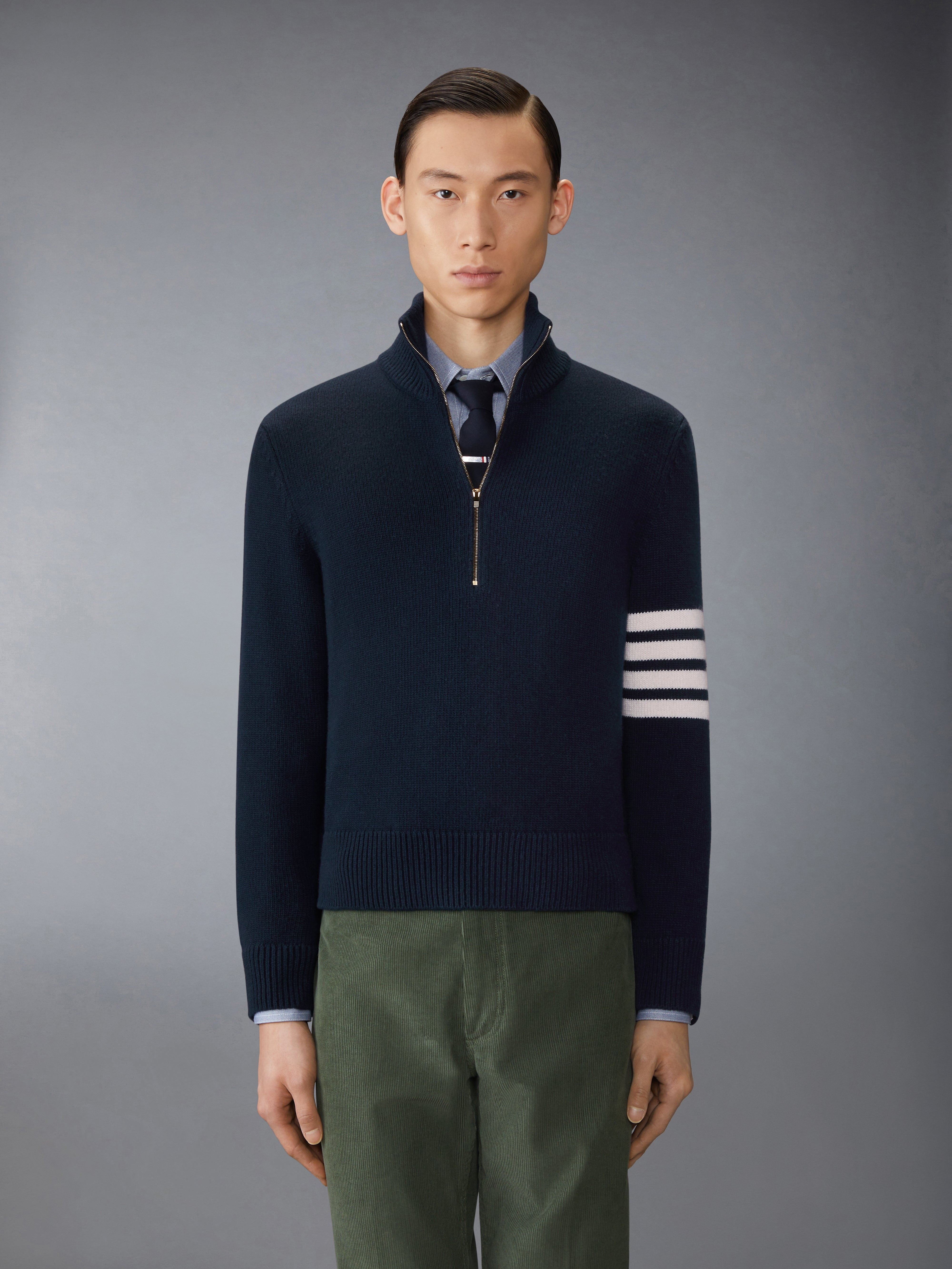 MERINO WOOL 4-BAR FUNNEL NECK PULLOVER - 2