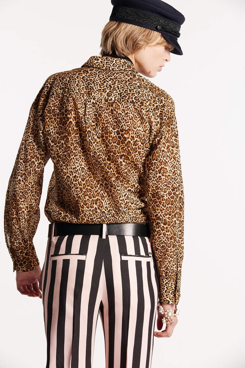 ANIMAL PRINT LONG SLEEVE FLUID TOP - 2