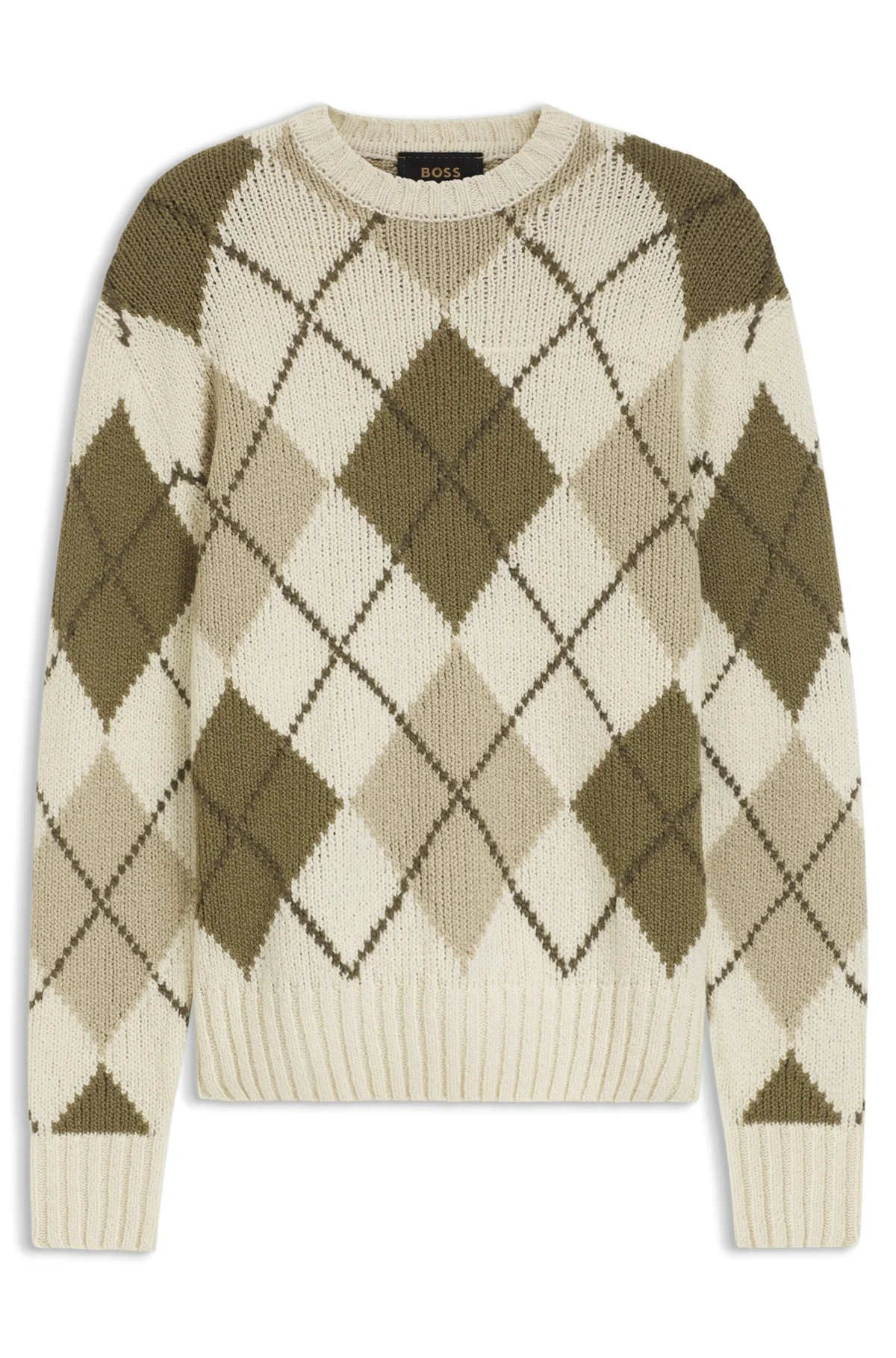 ARGYLE-PATTERNED SWEATER IN VIRGIN-WOOL BOUCLÉ - 1