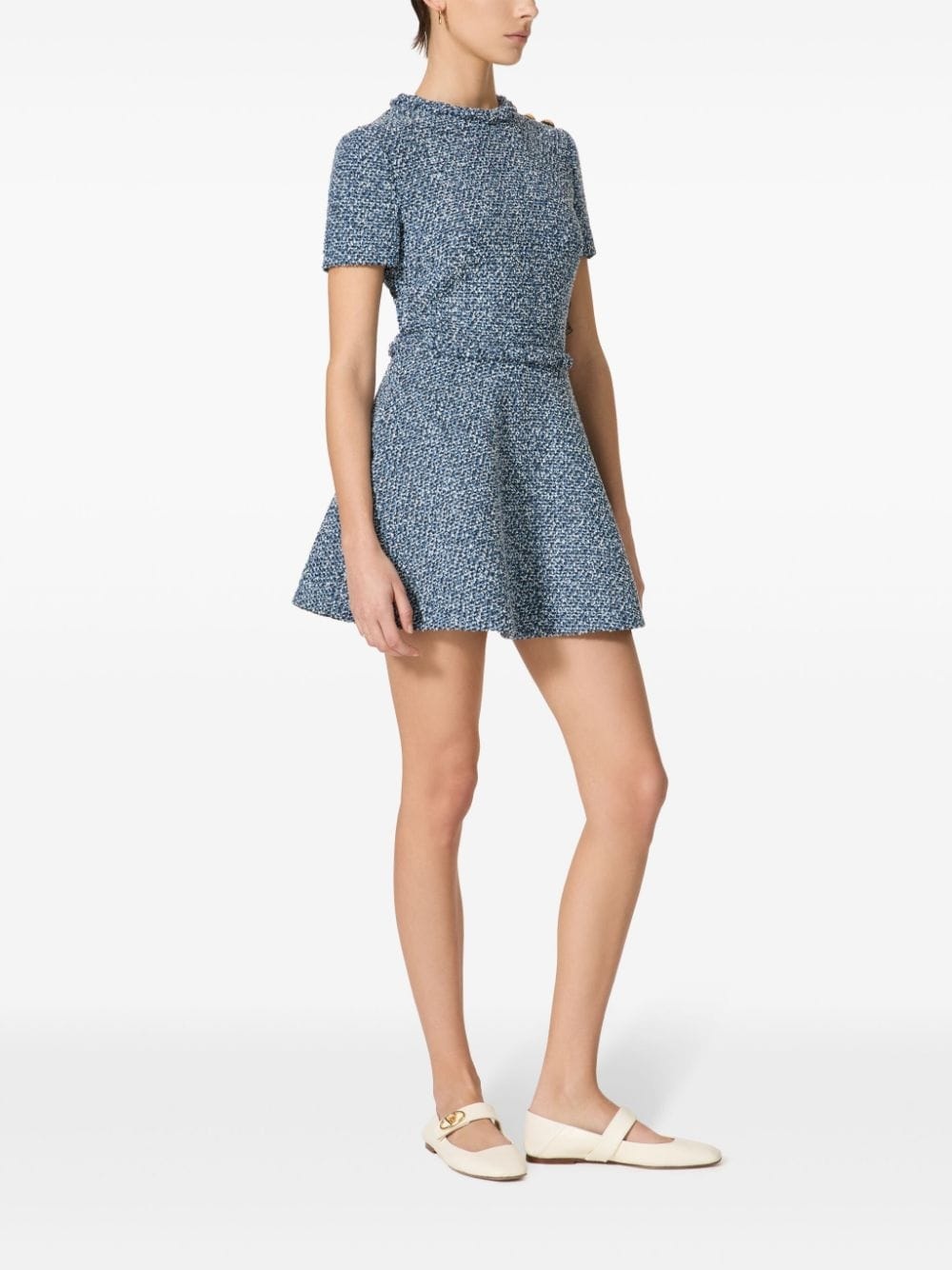 short-sleeve tweed minidress - 2