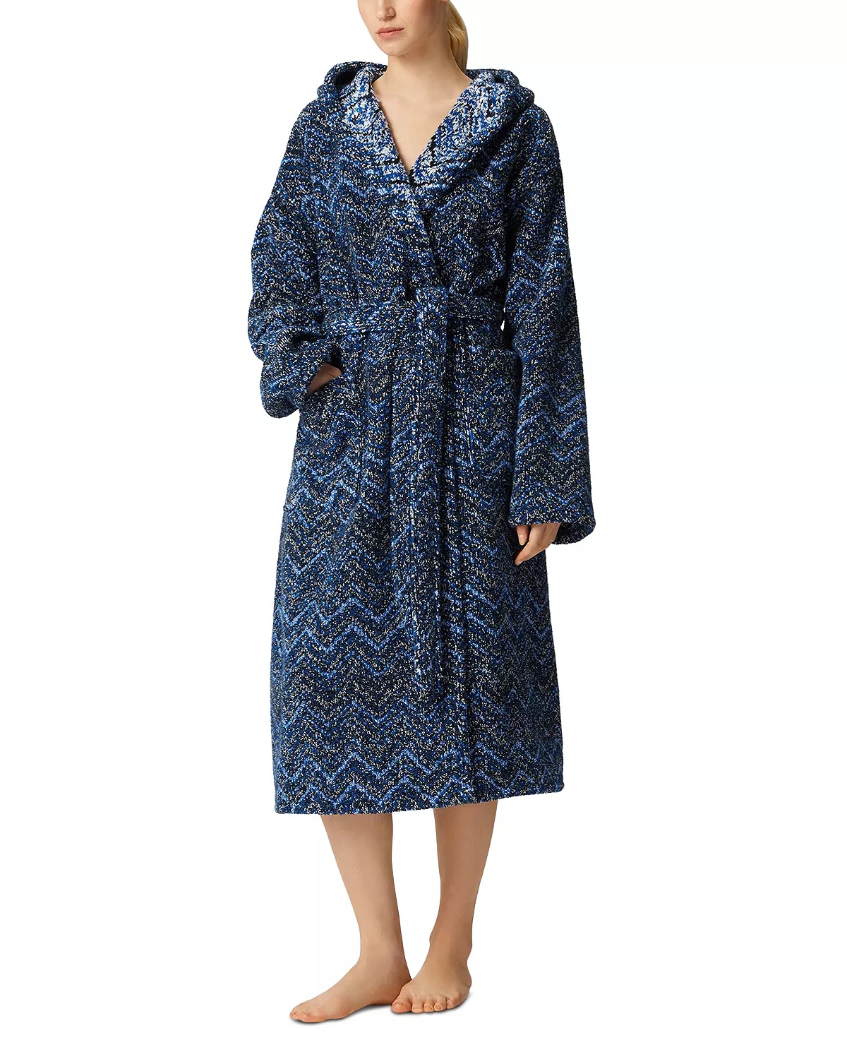 Azul Hooded Chevron Bathrobe - 3