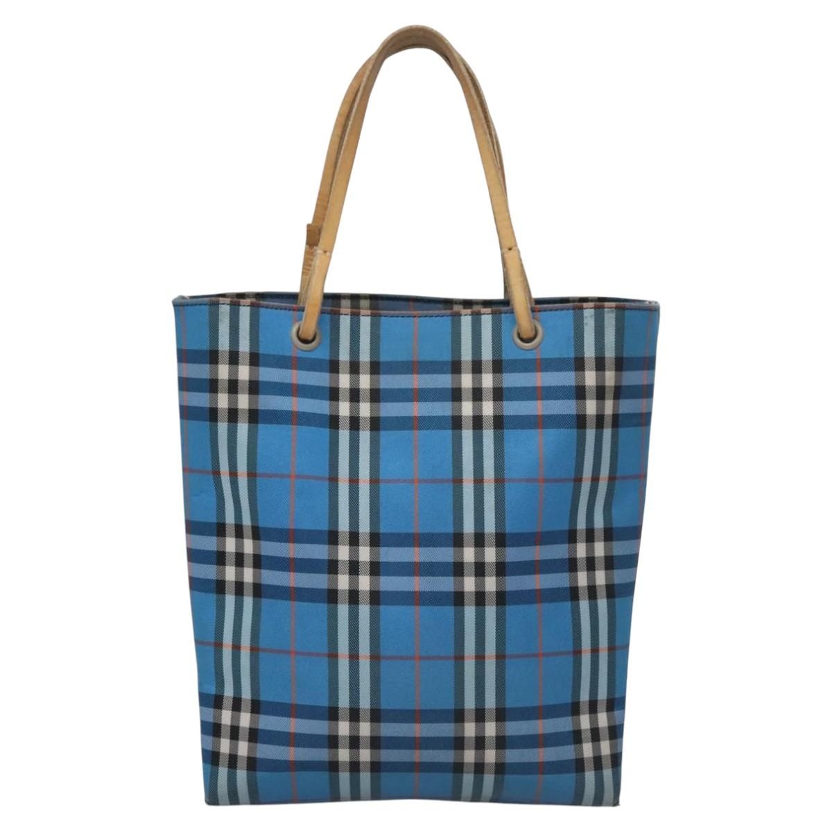 Burberry Nova Check Hand Bag Nylon Blue - 13