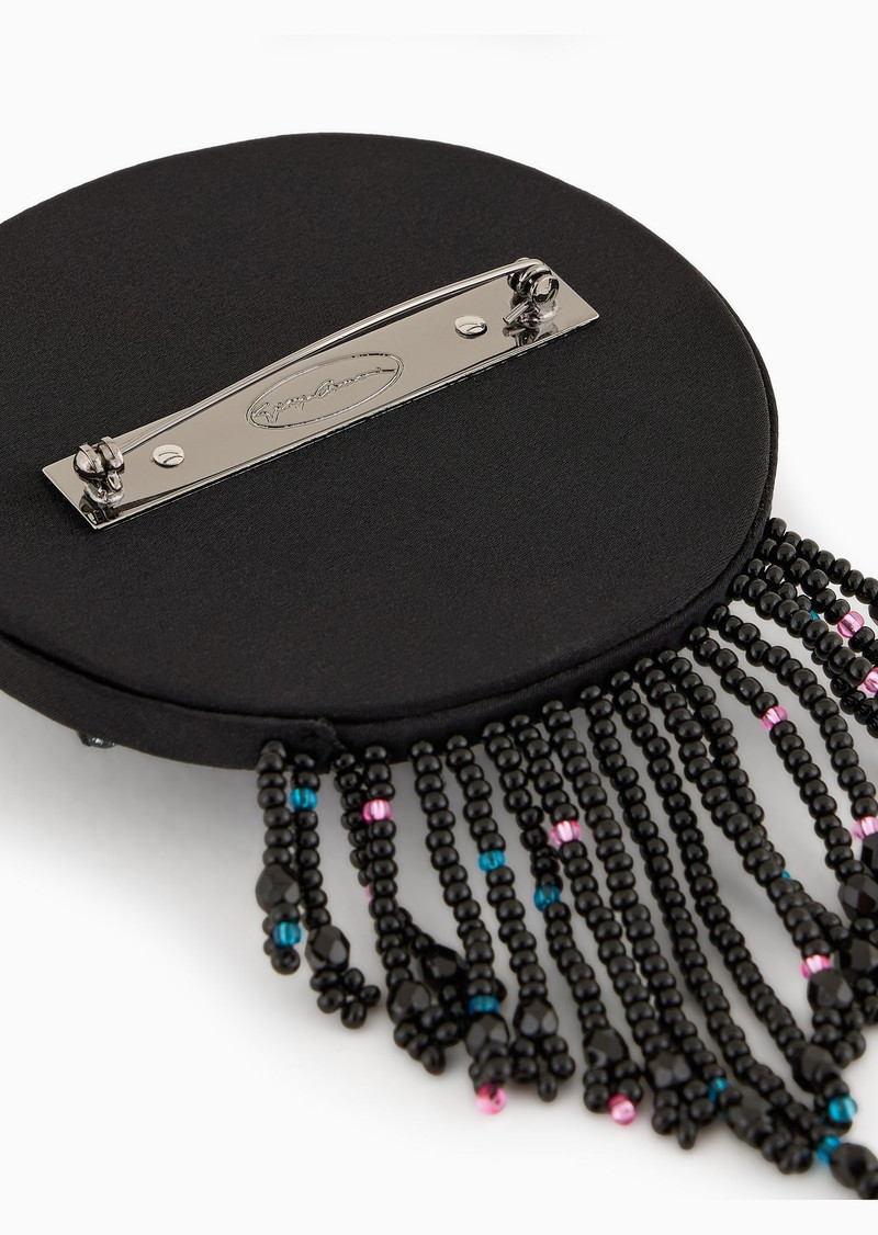 GIORGIO ARMANI Round resin and passementerie brooch outlook