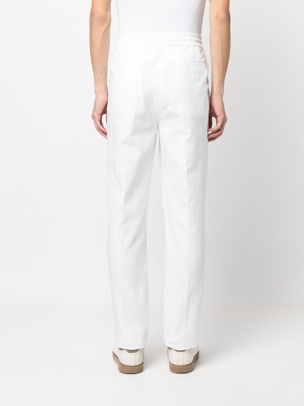 drawstring-waist straight-leg trousers - 4