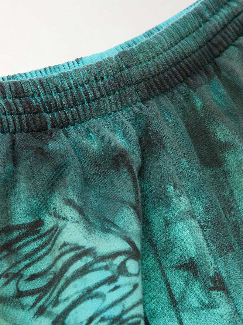 Wide-Leg Logo-Embroidered Distressed Printed Cotton-Jersey Sweatpants 3