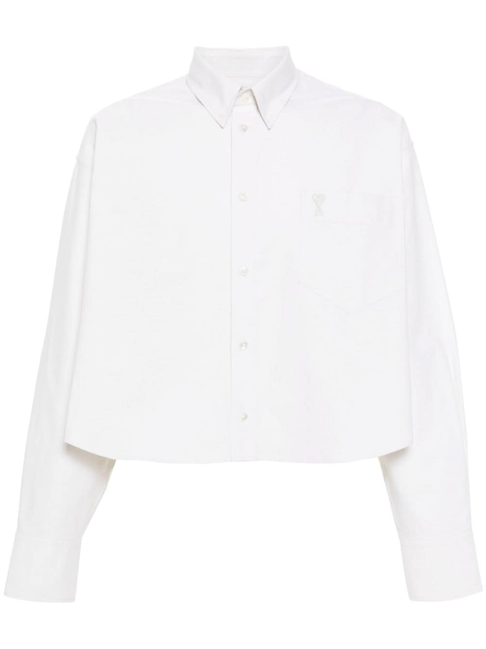 logo-embroidered cotton shirt - 1