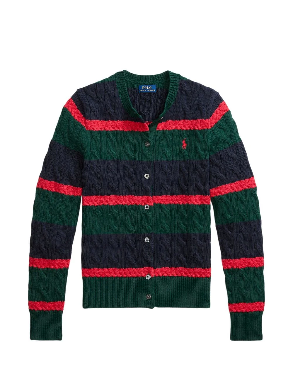 striped cable-knit cardigan - 1