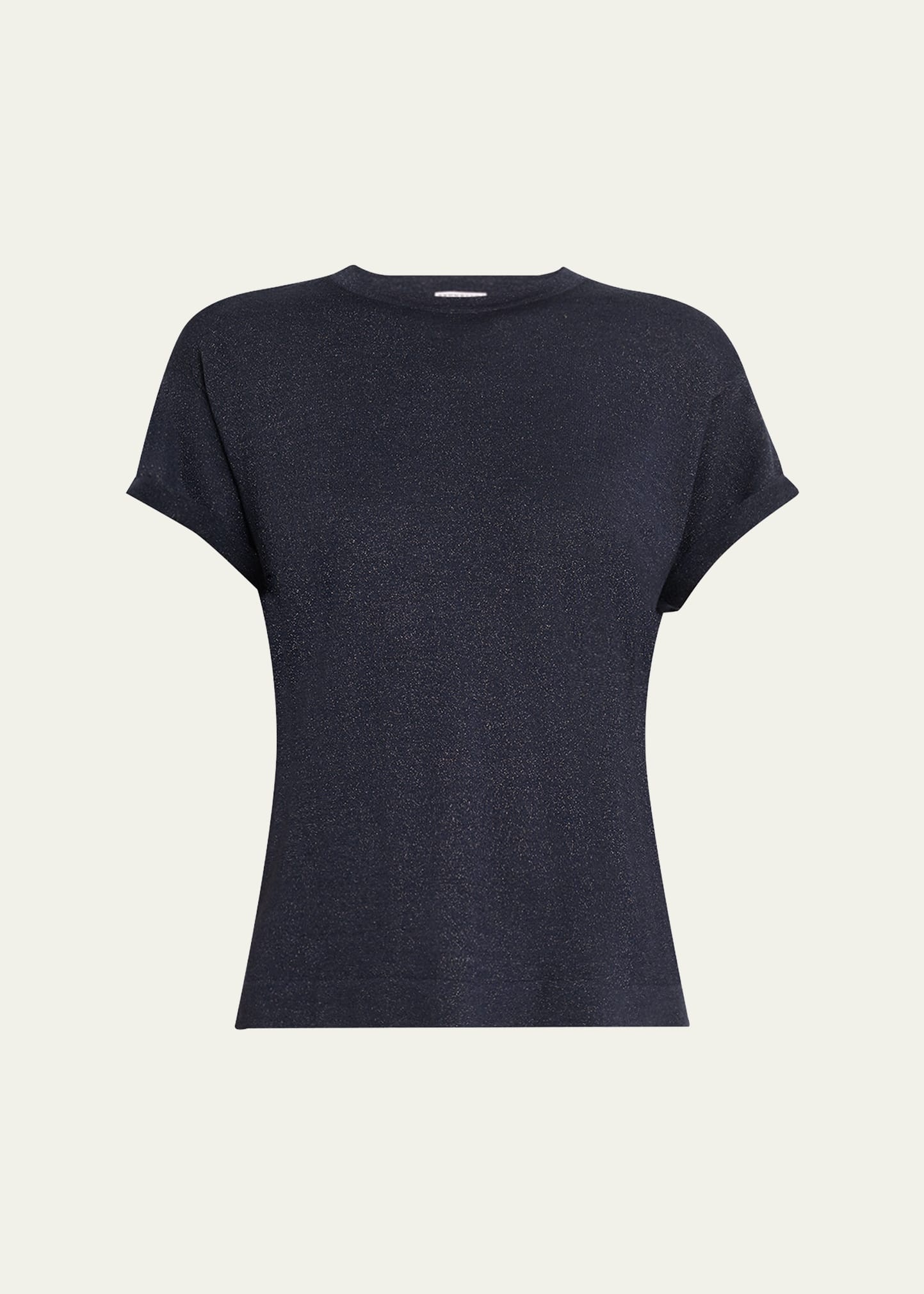 Metallic Short-Sleeve Cashmere Silk T-Shirt - 1