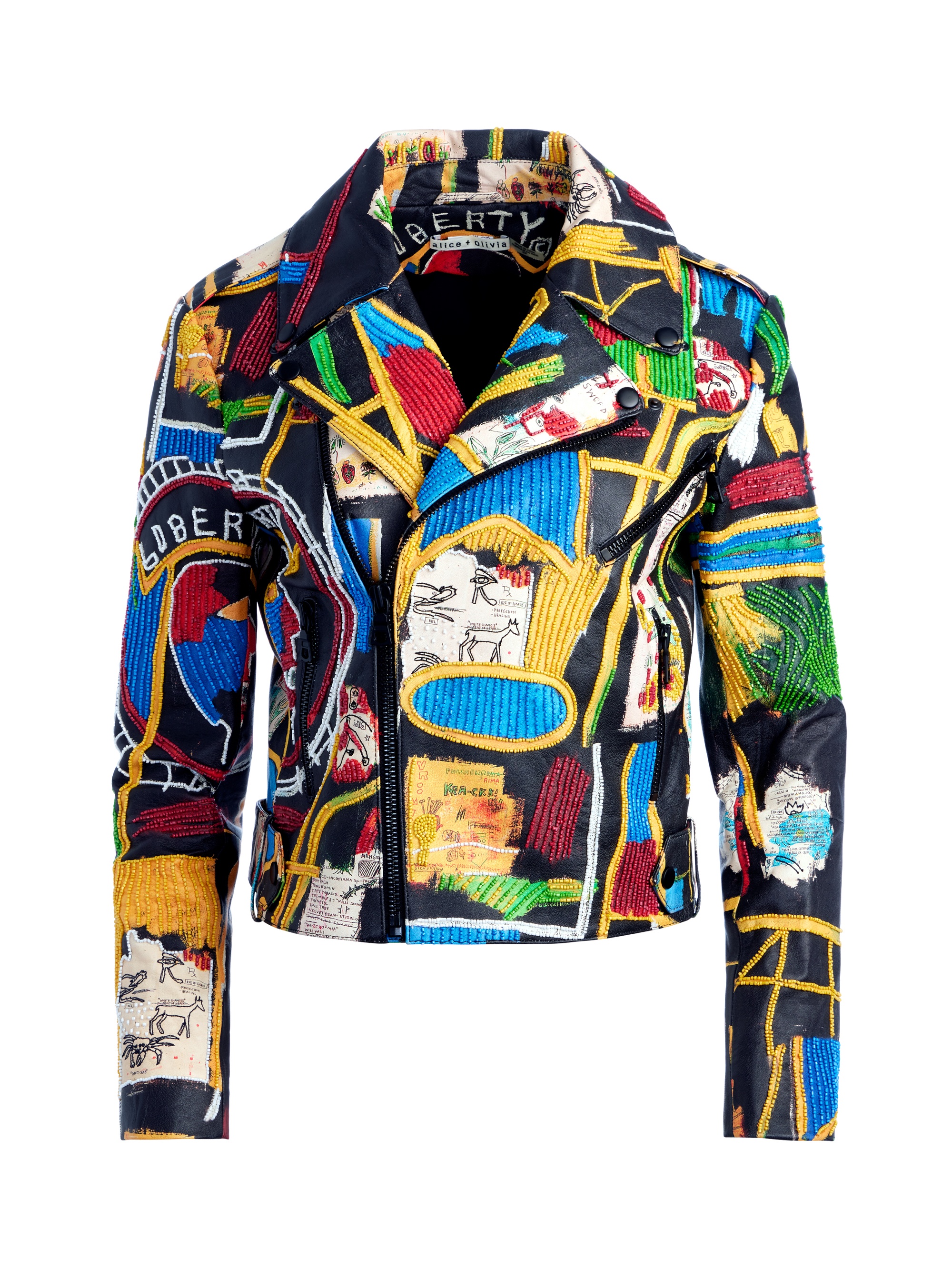 A+O X BASQUIAT CODY EMBELLISHED LEATHER JACKET - 1