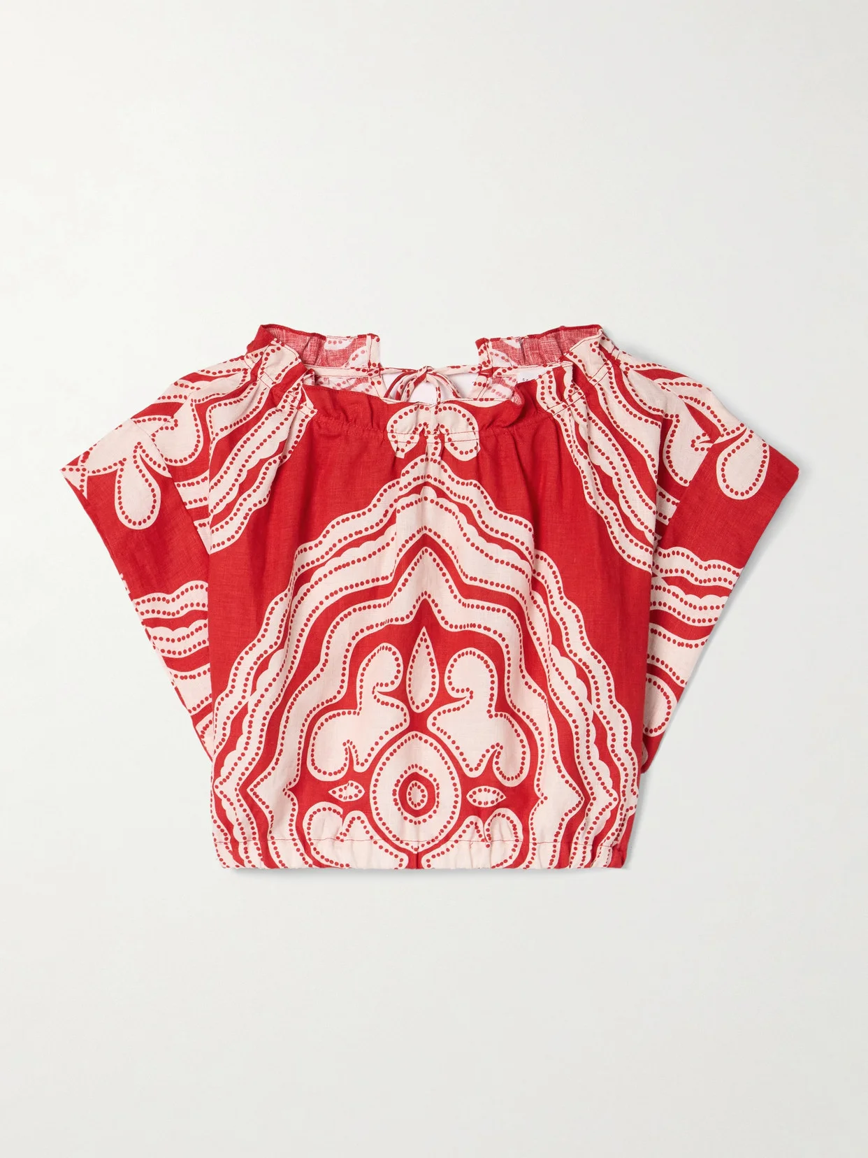 Muna Cropped Printed Linen Top - 1