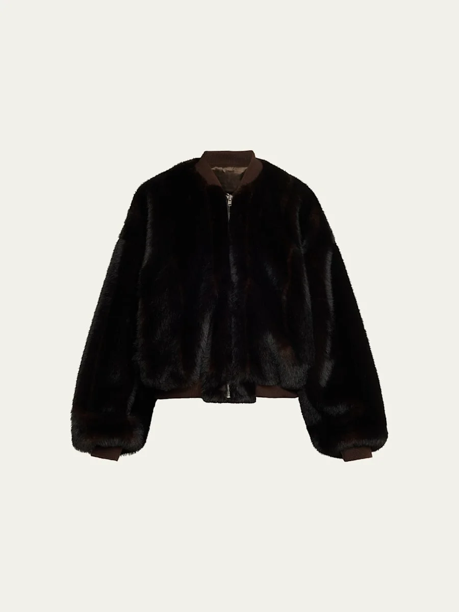 Faux Fur Bomber Jacket - 1