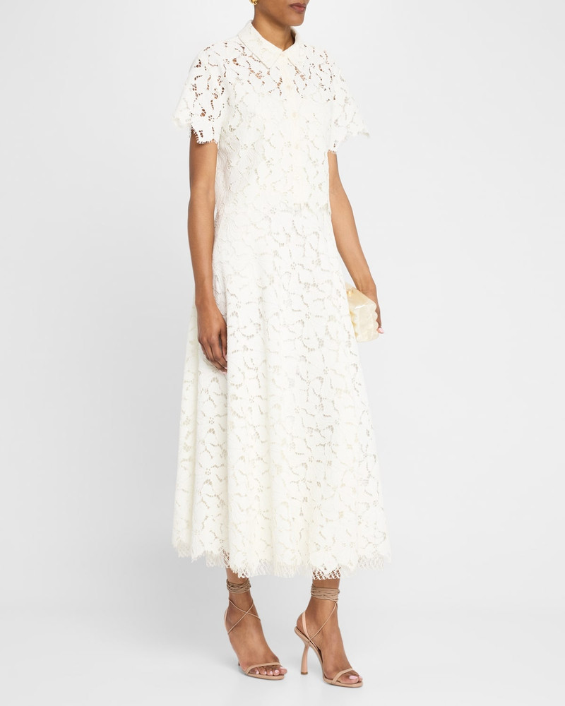 SIMKHAI Marjorie Cropped Floral Lace Camp Shirt outlook