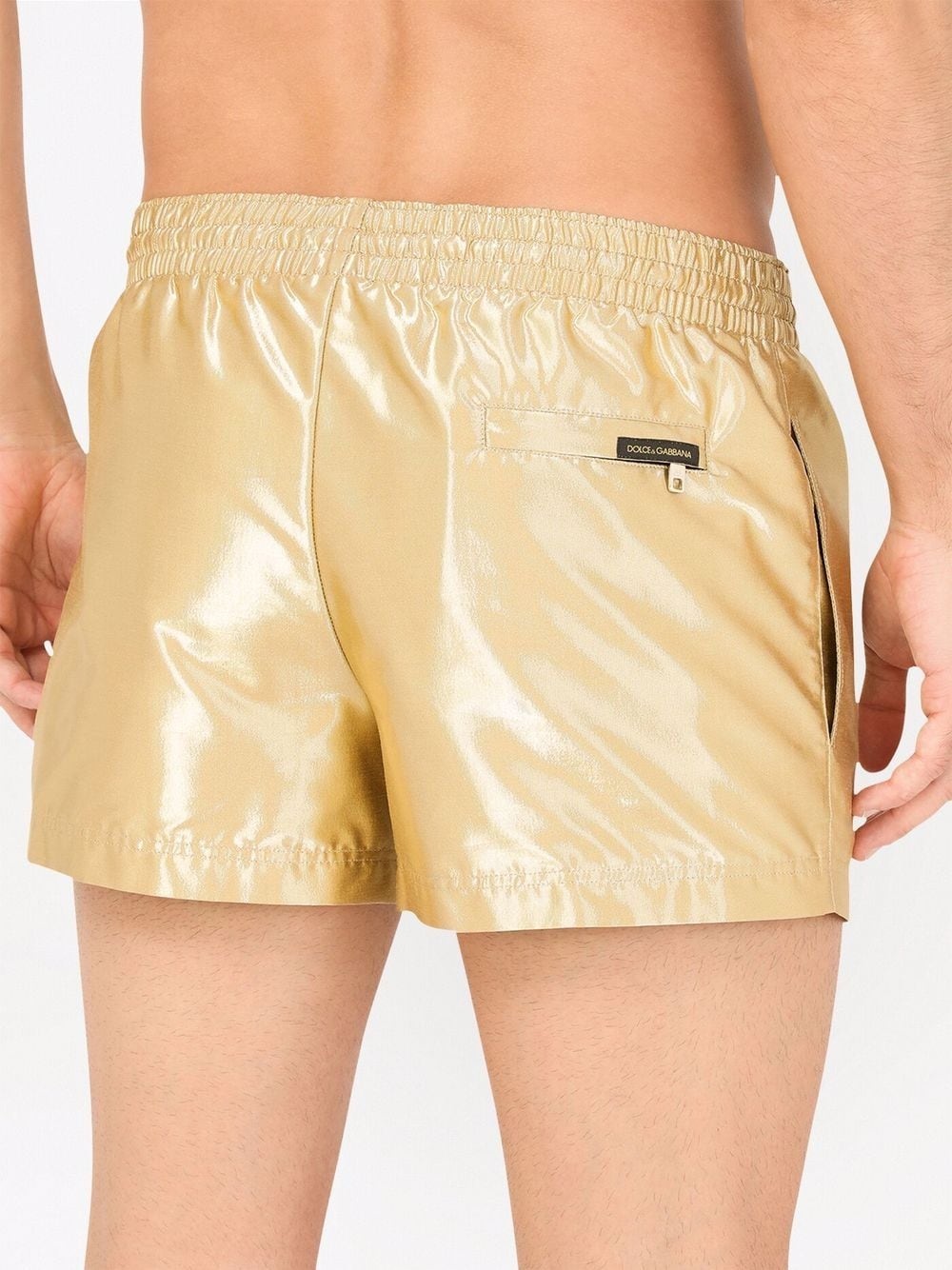 drawstring metallic swim shorts - 3