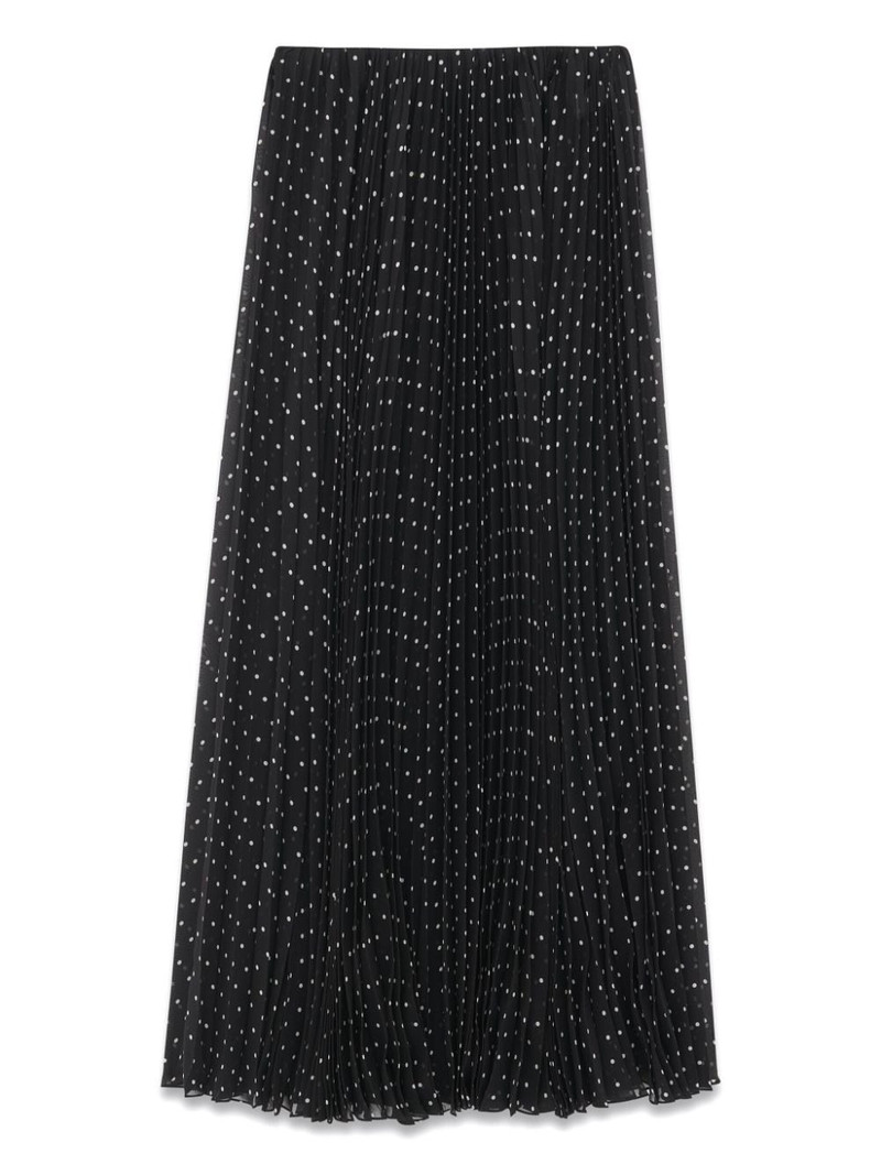 SAINT LAURENT polka-dot silk pleated skirt outlook