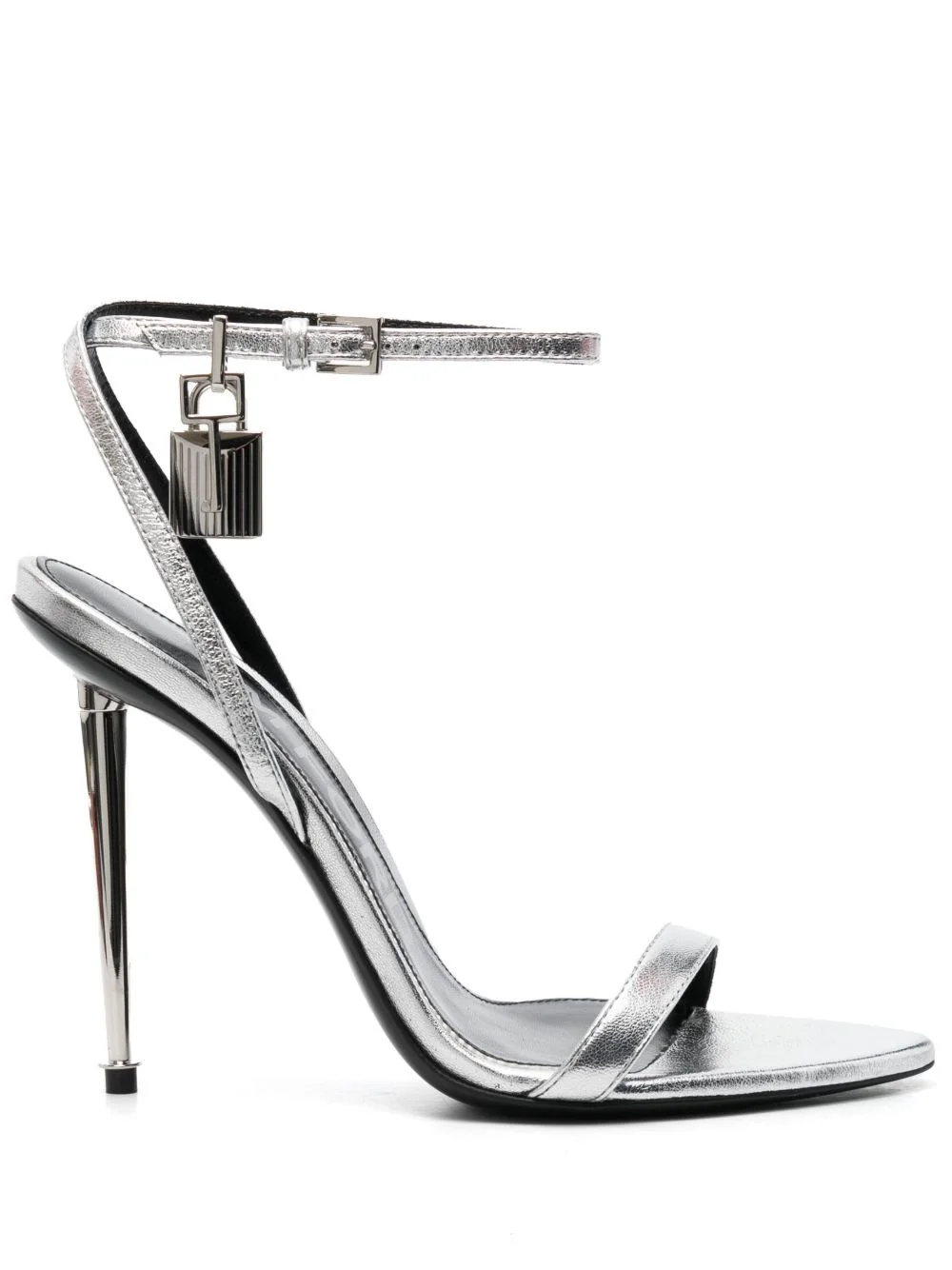 padlock-detail metallic sandals - 1