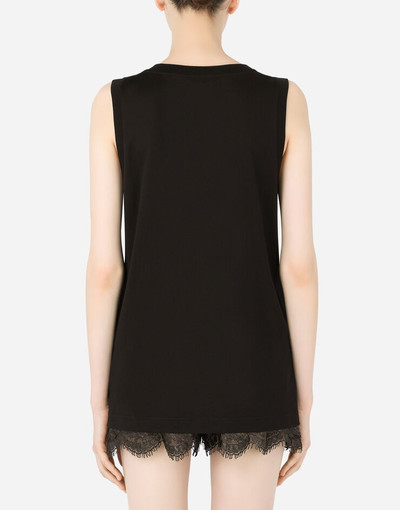 Dolce & Gabbana Jersey tank top with crystal DG embellishment outlook