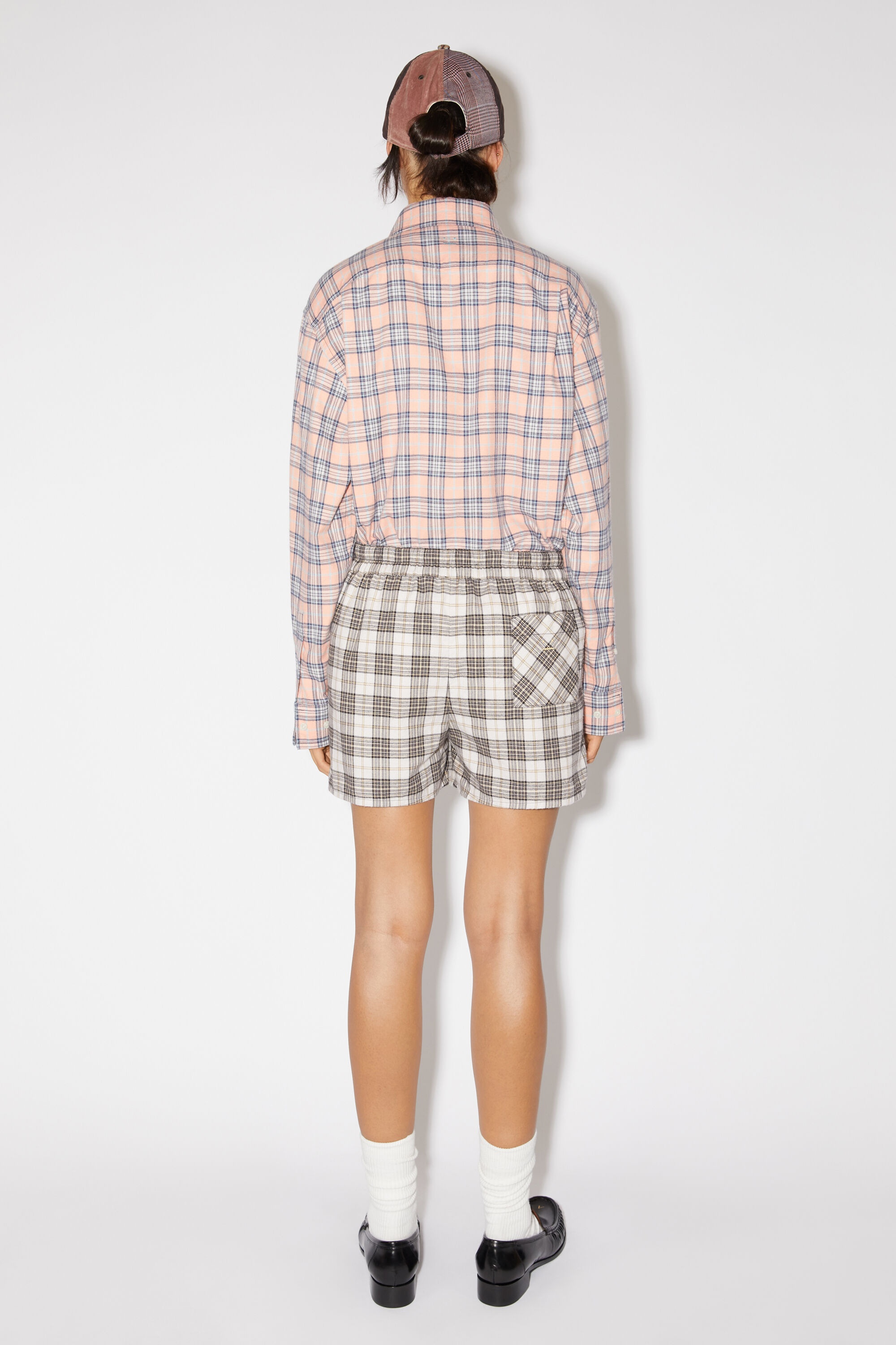 Flannel check shorts - White/black - 3