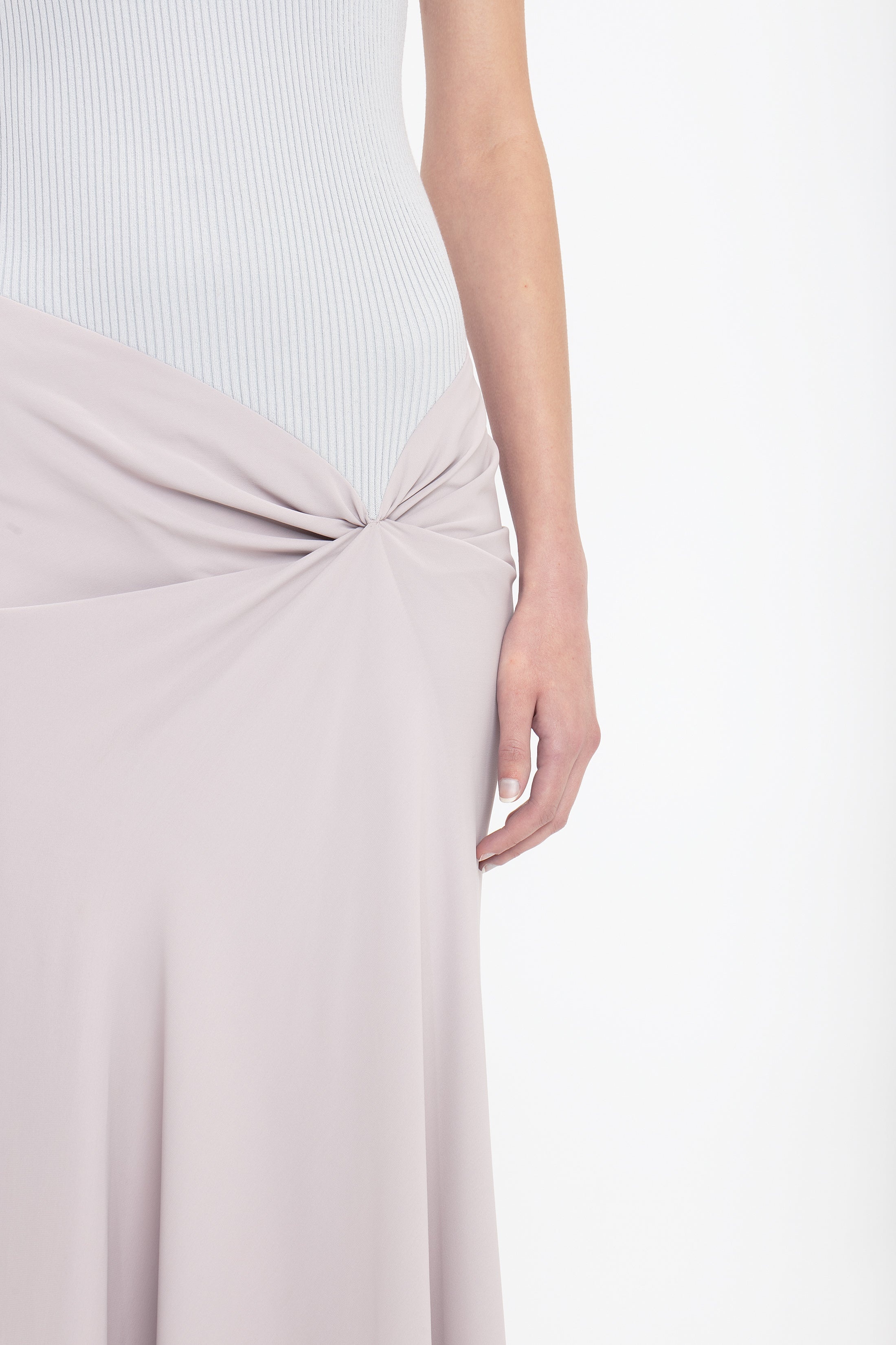 Knit Detail Cami Midi Dress In Heather - 5