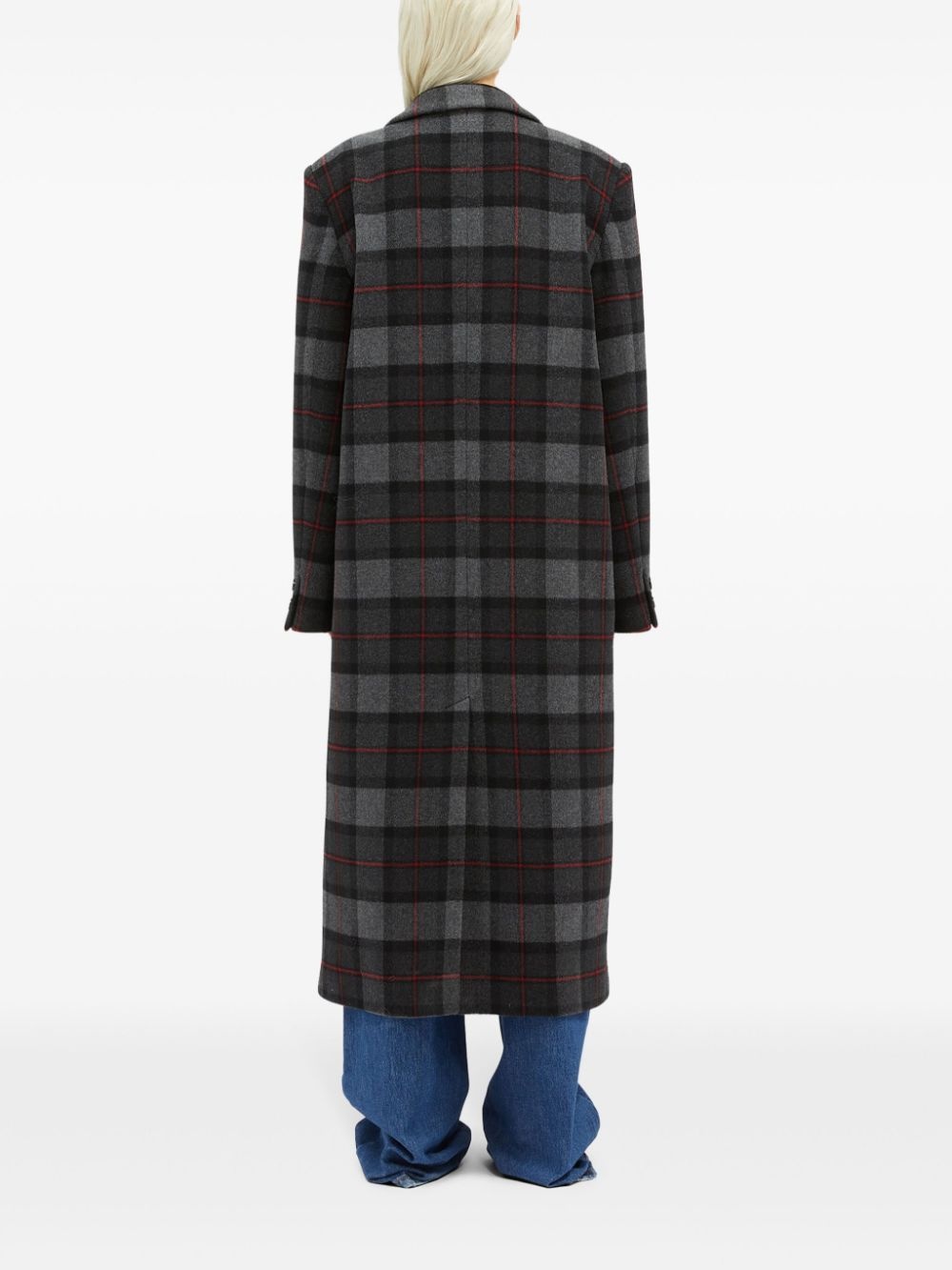 checked double-breasted coat - 4