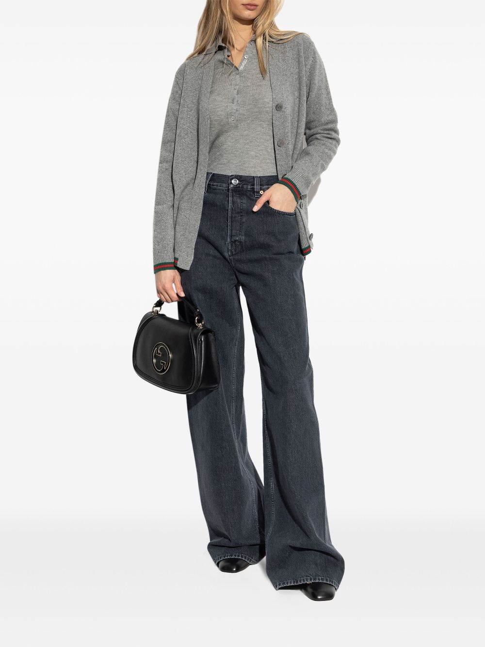 Web-Stripe trim polo top - 2