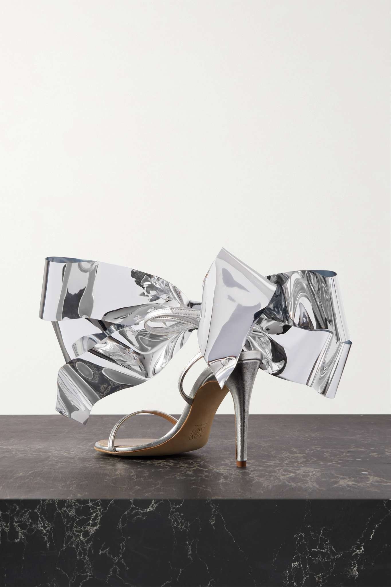 Bow-detailed metallic leather sandals - 3