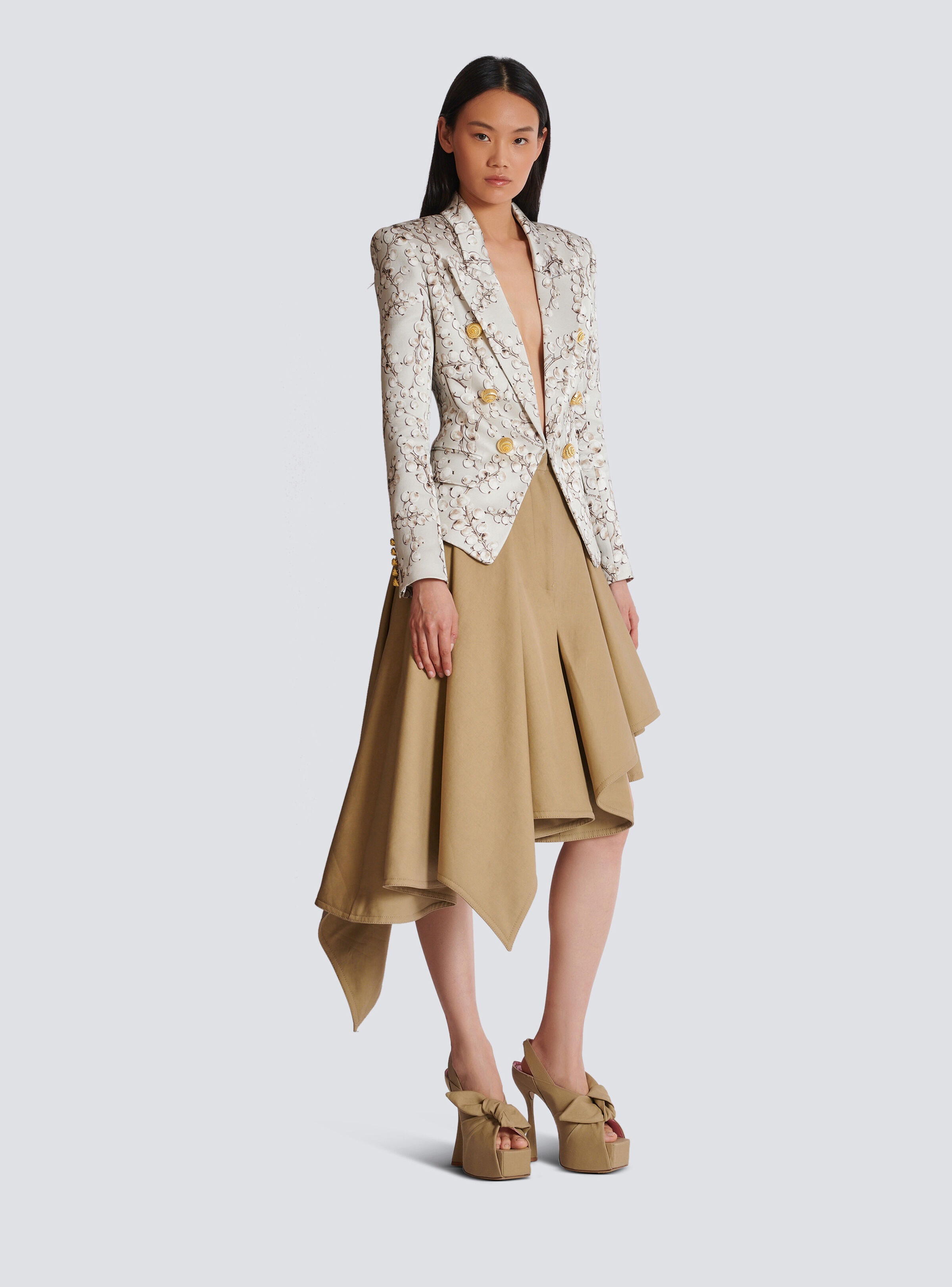6-button satin jacket with Redcurrant print - 3