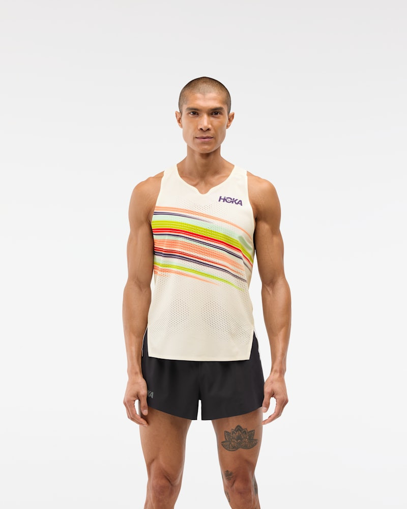 Men's Race Day Singlet Top in Alabaster Flare 1