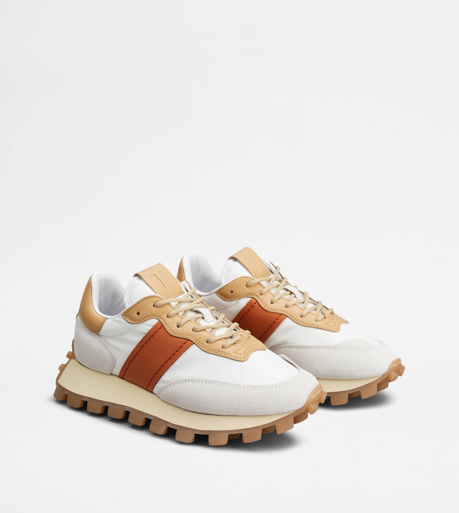 SNEAKERS TOD'S 1T IN SUEDE AND FABRIC - WHITE, BEIGE, ORANGE - 4
