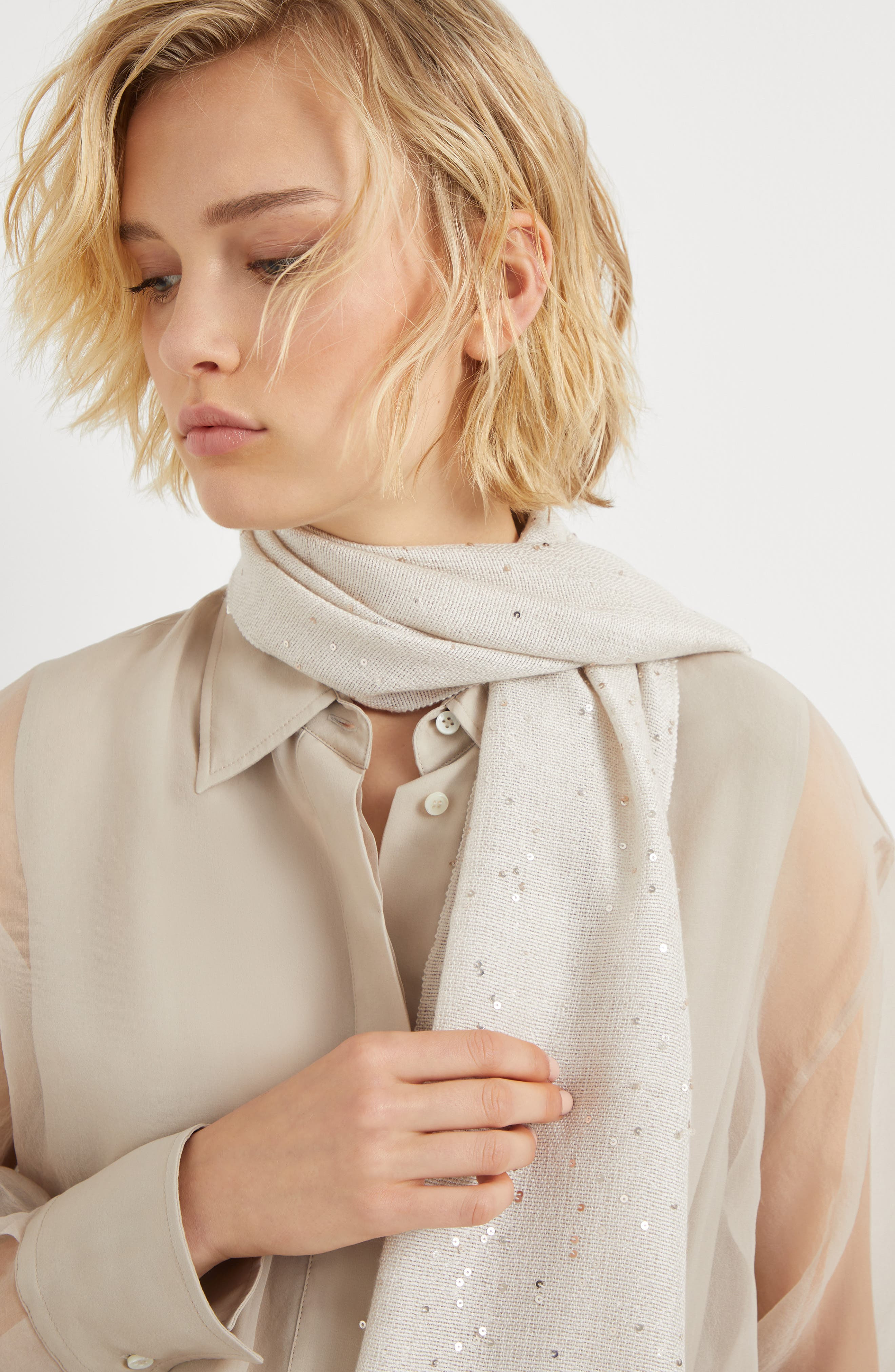 Brunello Cucinelli Cashmere and silk Diamond yarn scarf in Panama at Nordstrom - 5