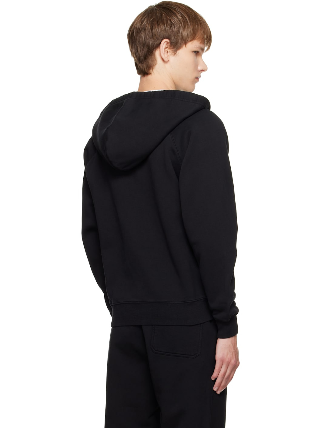 Black Cotton Zip Hoodie - 3