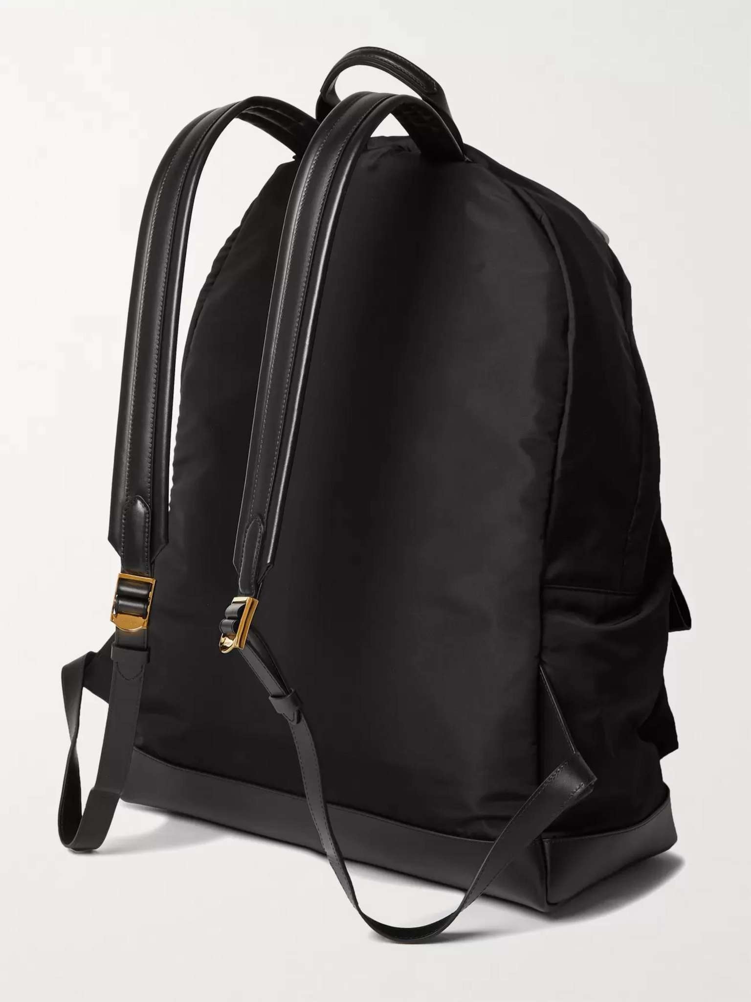 Large Leather-Trimmed Nylon Backpack - 4