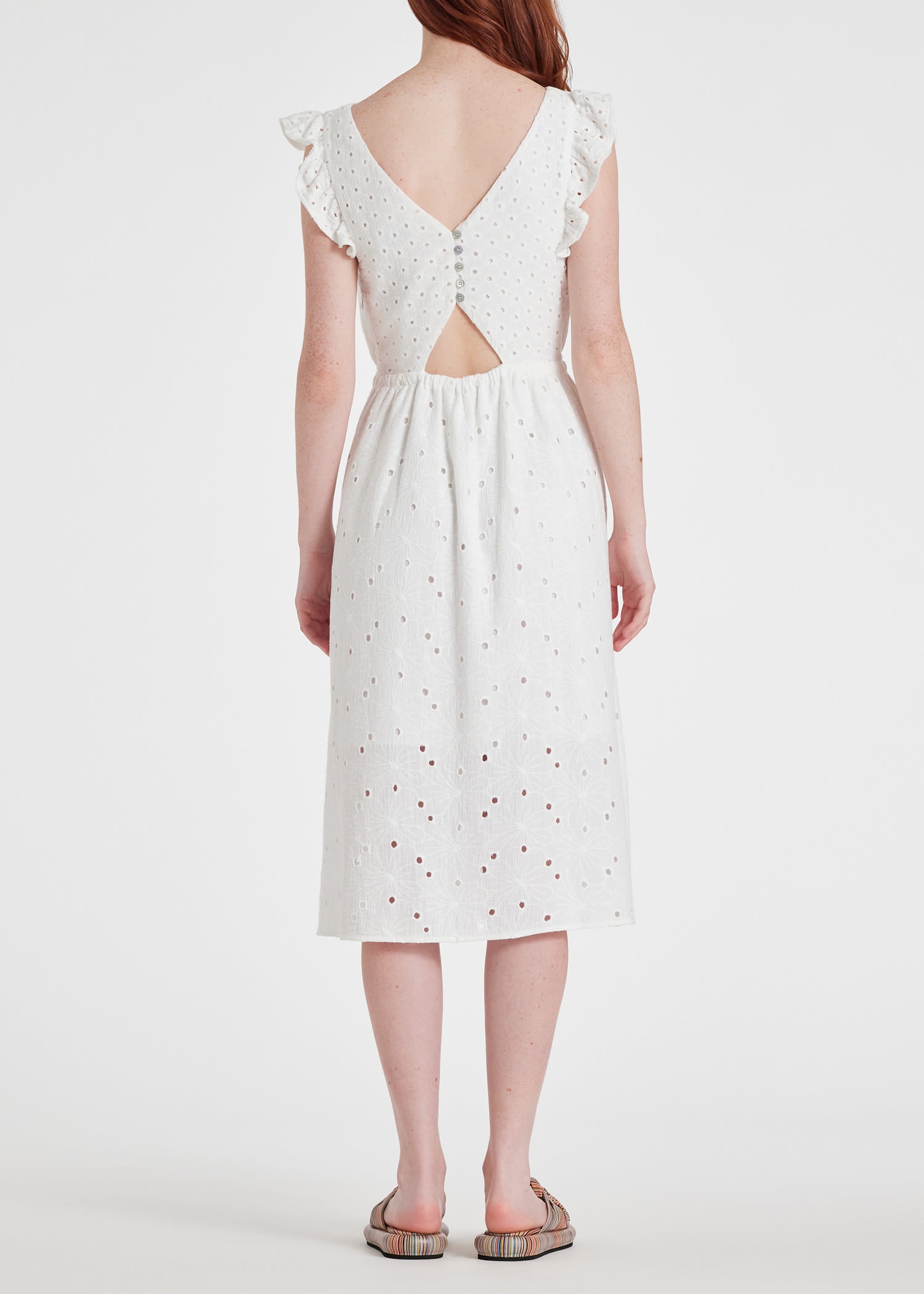 Cotton Broderie Anglaise Midi Dress - 4