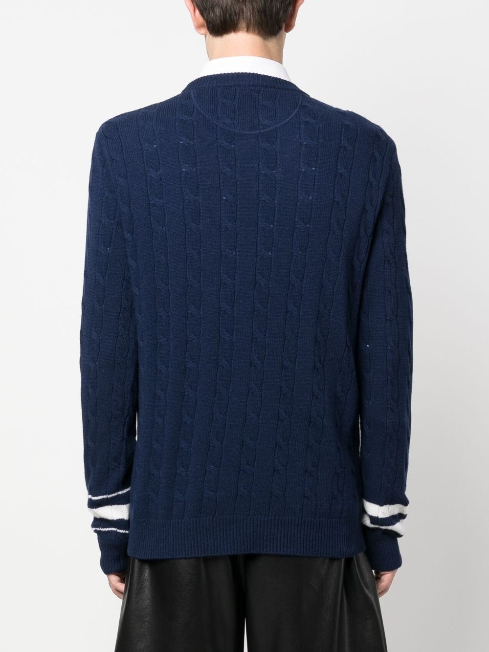 embroidered-logo striped wool jumper - 4