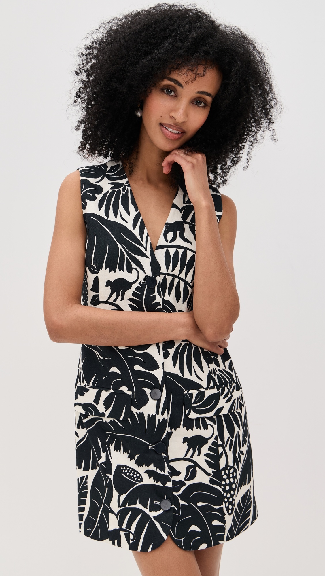 Carob Printed Linen Mini Dress - 6