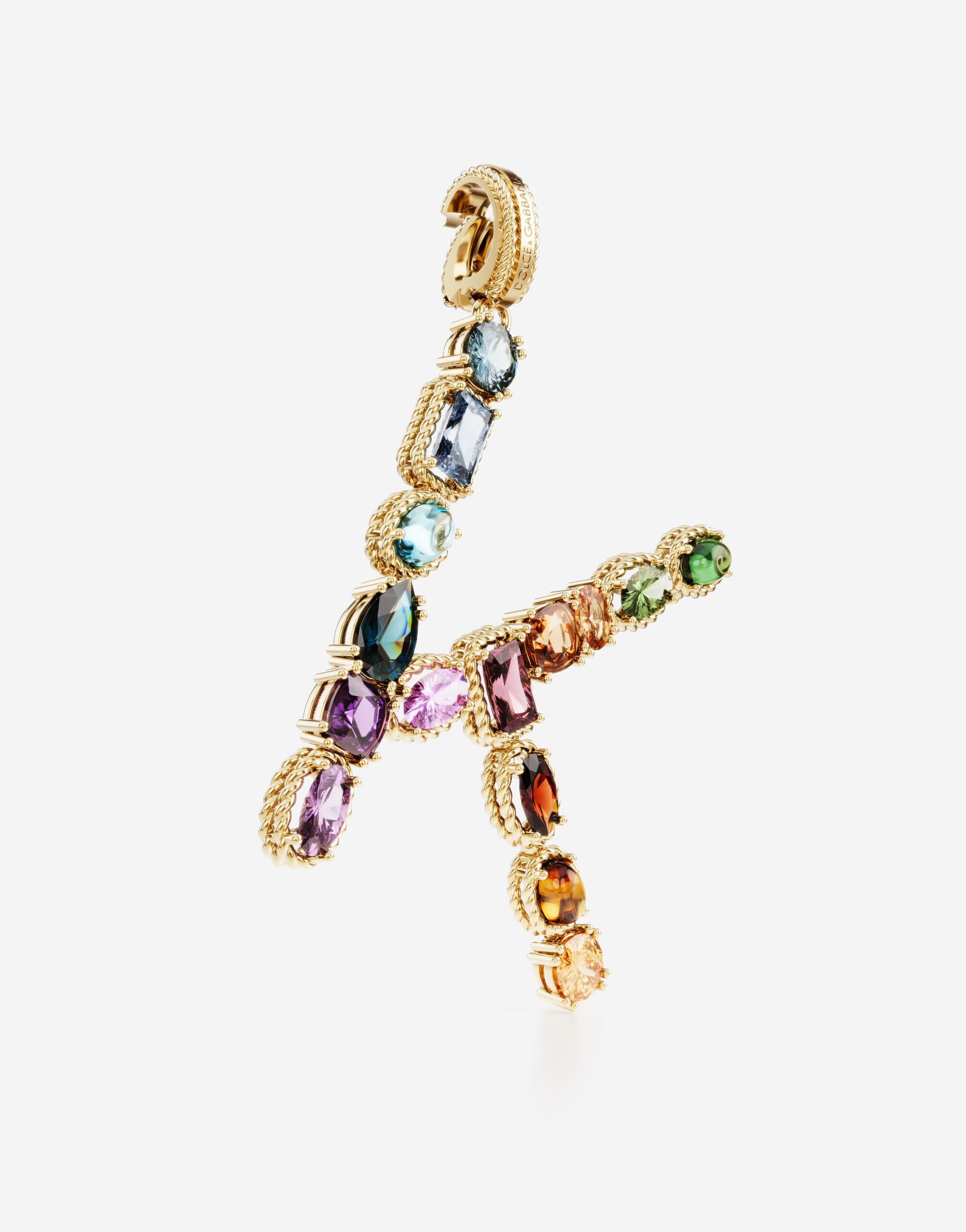 Charm K Lettering 18-carat yellow gold and multicolored gems - 2