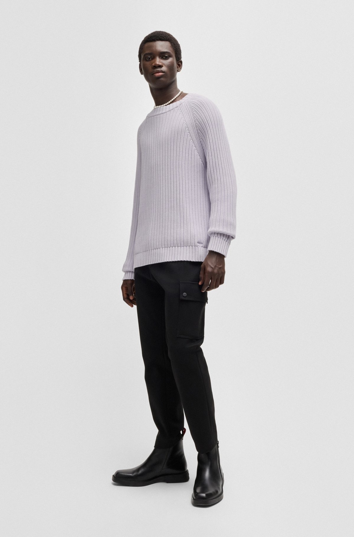 REGULAR-FIT SWEATER IN RIBBED COTTON - 4