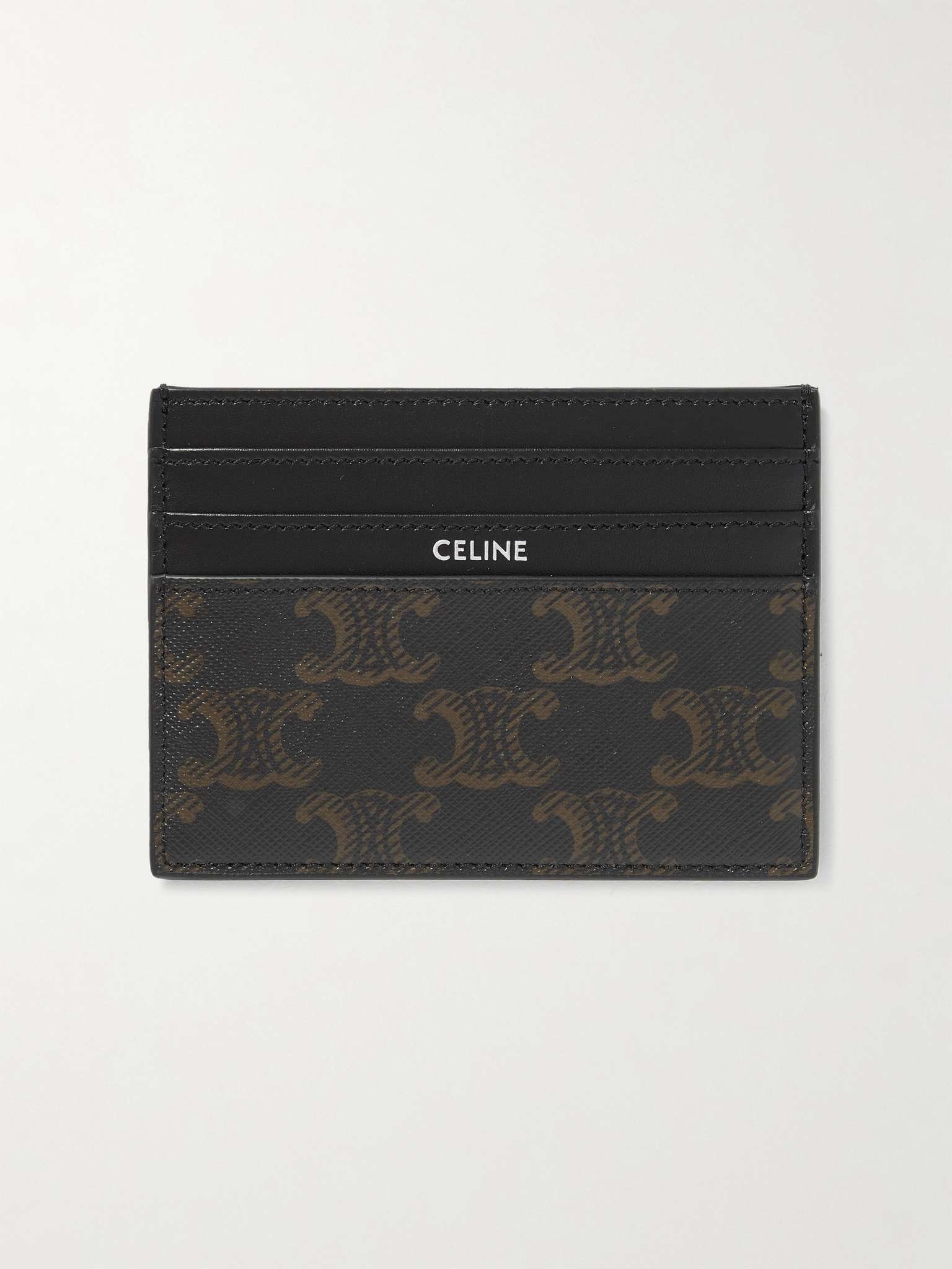 Triomphe Leather-Trimmed Coated-Canvas Cardholder