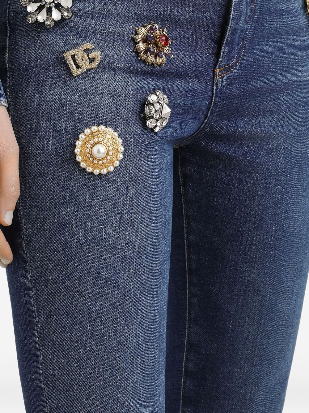 bejeweled high-rise jeans - 5
