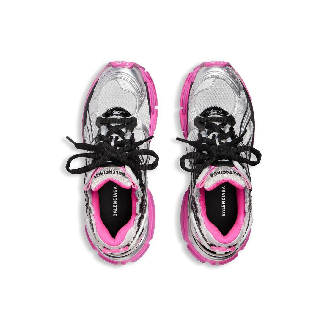 Women's Runner Sneaker in Silver/black/neon-pink - 6