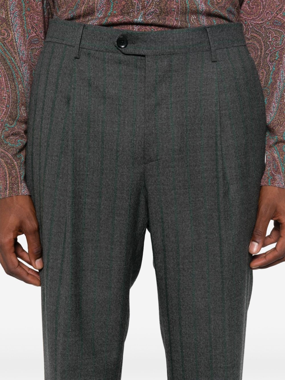 striped pleated trousers - 5