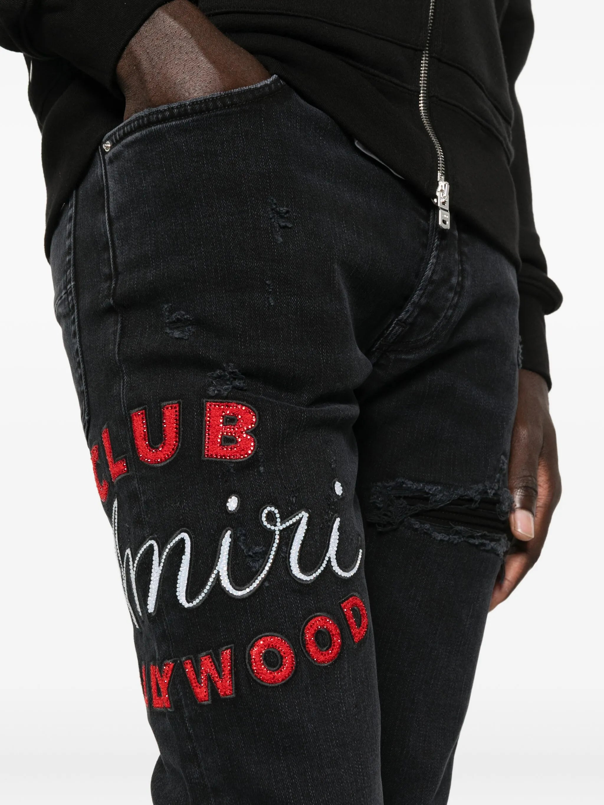 Amiri Embroidered Distressed Jeans - 2
