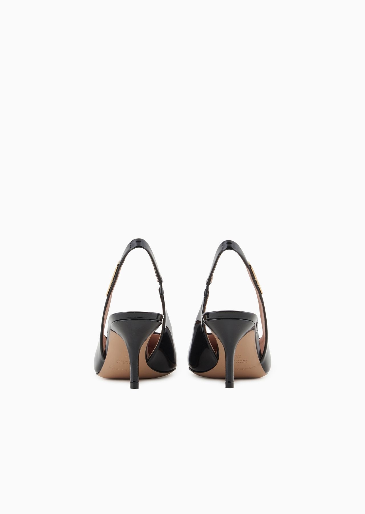 Patent-leather slingback court shoes with eagle plate - 5