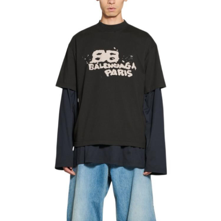 Balenciaga Hand-Drawn BB Icon T-Shirt Medium Fit 'Black' 612966TNVN41059 - 3