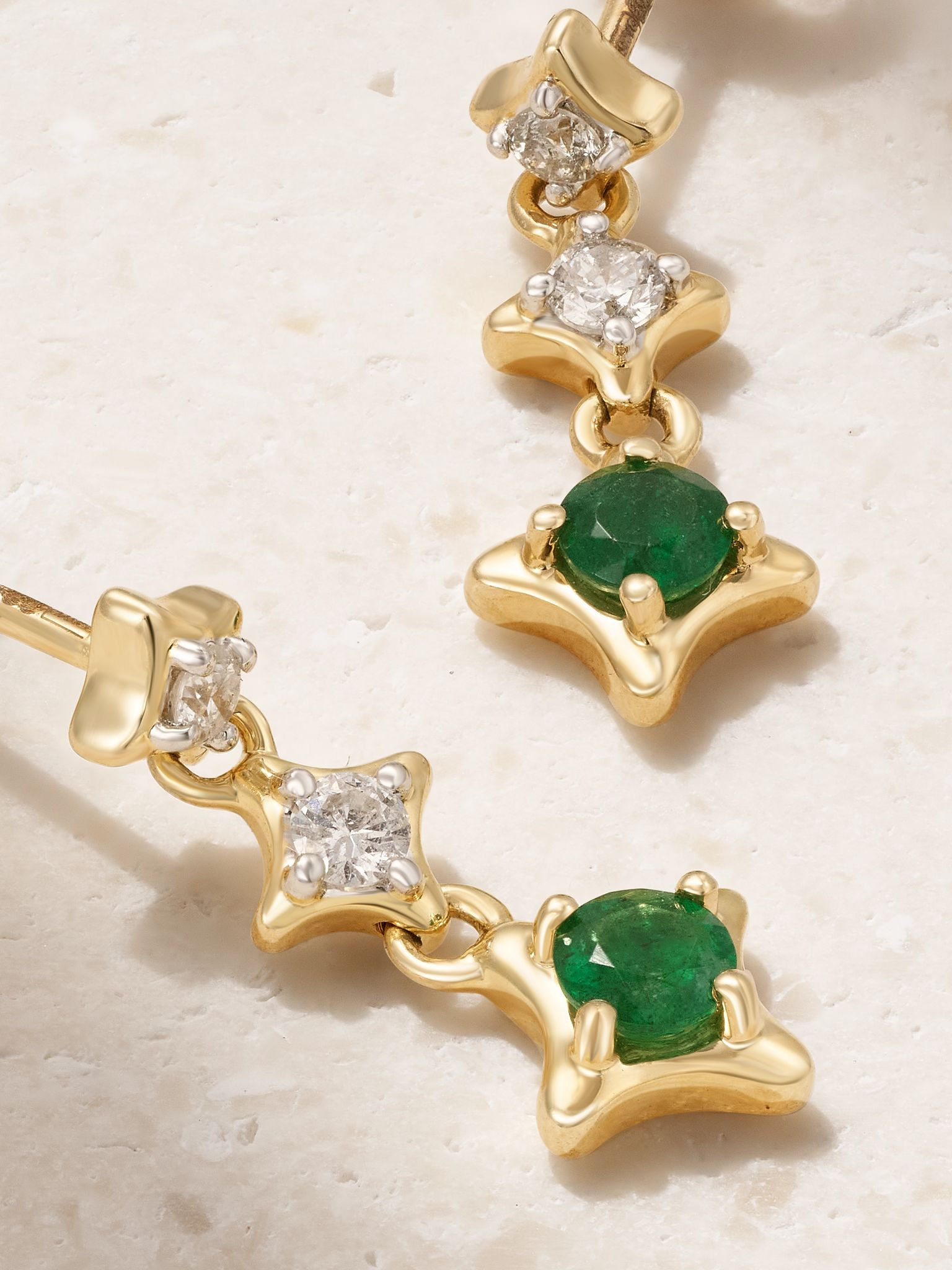 Lights 14-karat gold, diamond and emerald earrings Gold - 3