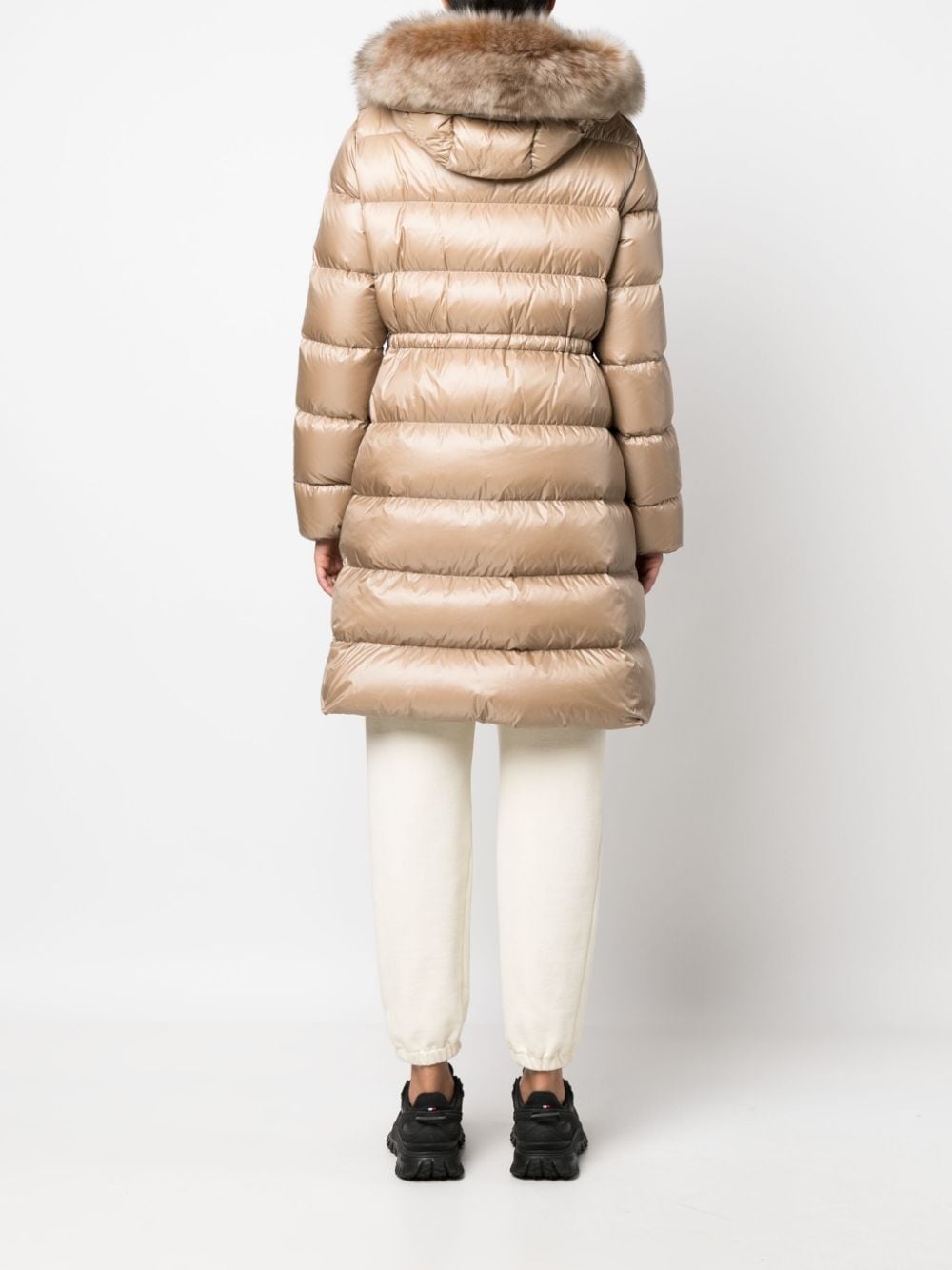 contrast-collar quilted coat - 4