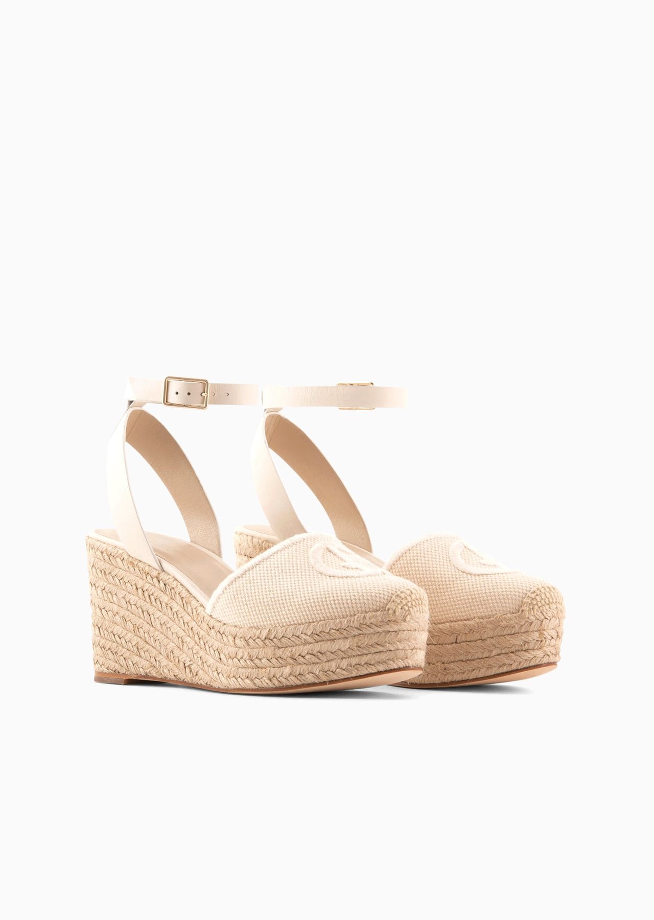 Cotton espadrilles with wedges and embroidered logo - 2