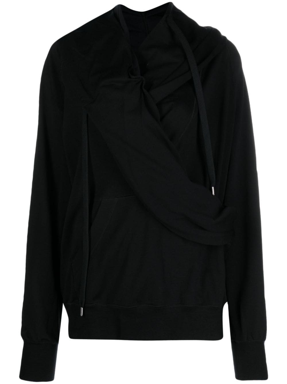 draped cotton-blend hoodie - 1
